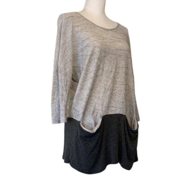 ANTHROPOLOGIE Pleione Loose Fit Textured Round Neck Sweater 3/4 Droopy Pockets - Picture 4 of 10